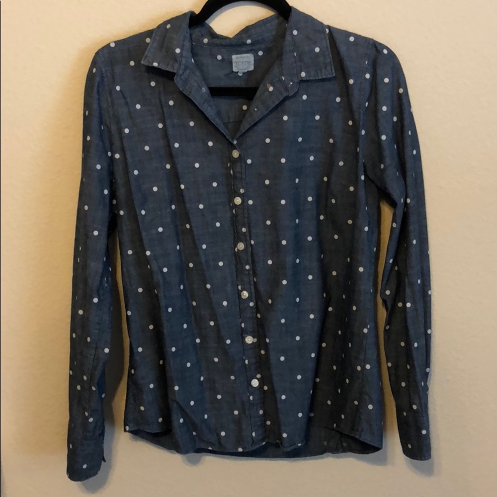 J.Crew chambray polka dot button down